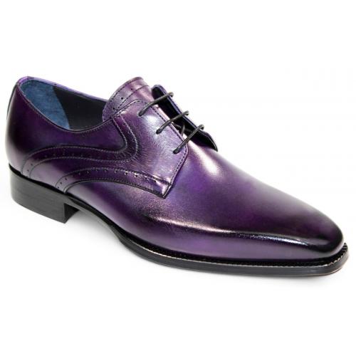 Duca Di Matiste "Forano" Purple Genuine Italian Calf Leather Lace-Up Dress Shoes.